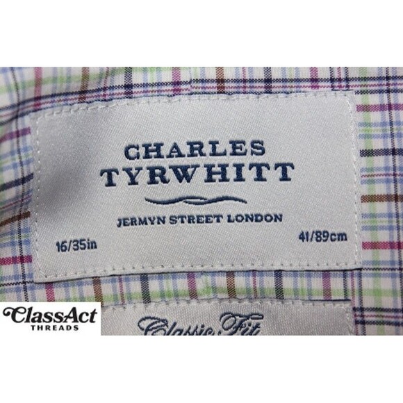 Charles Tyrwhitt Men’s Dress Shirt Classic Fit Blue Green Check 16 - 35 - Picture 8 of 9
